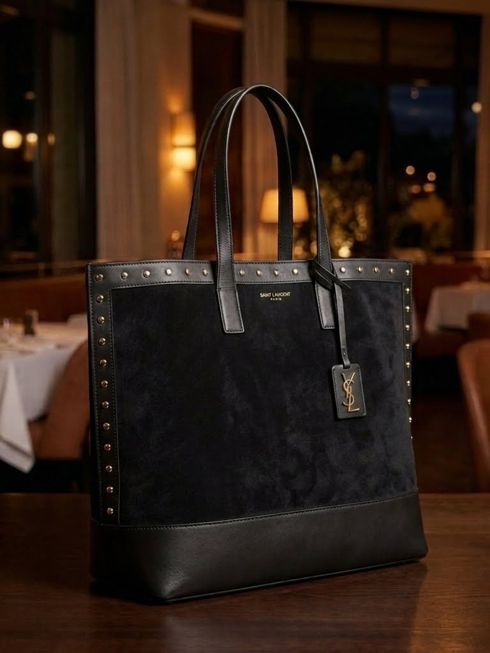 SAINT LAURENT | Studded Leather Shopper/Tote